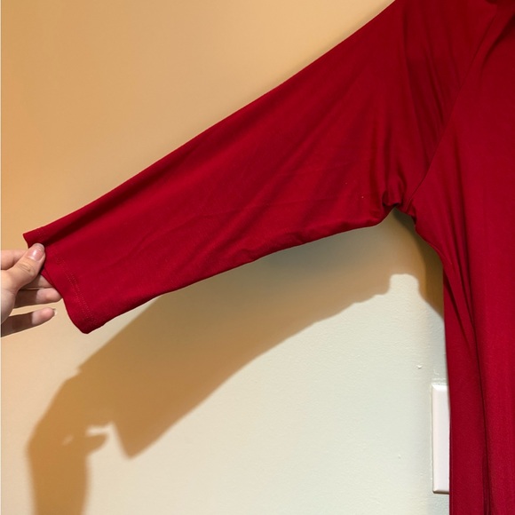 Karen Kane Red Ruched Wrap Dress 3/4 Sleeve - Picture 4 of 7